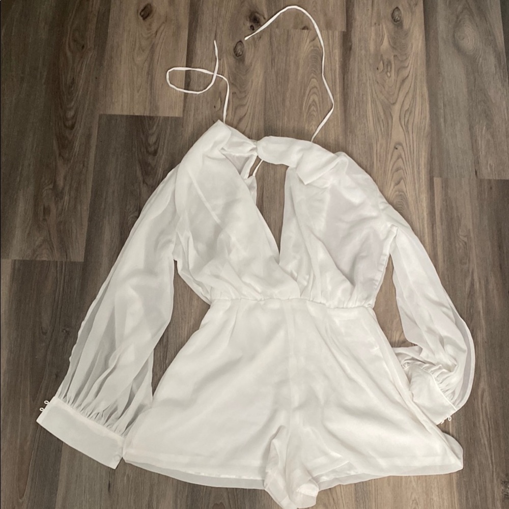 Fashion Nova White Long Sleeve Romper